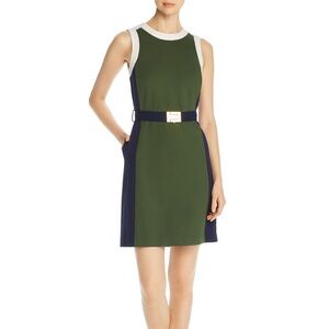 Tory Burch Green and Navy Midi Dress